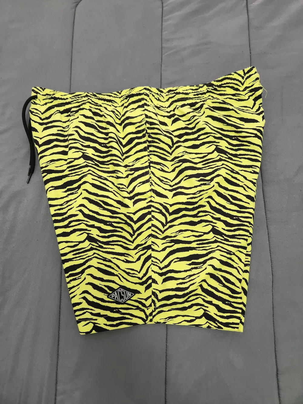 PacSun Men’s Neon Yellow Zebra Print Swim Trunks